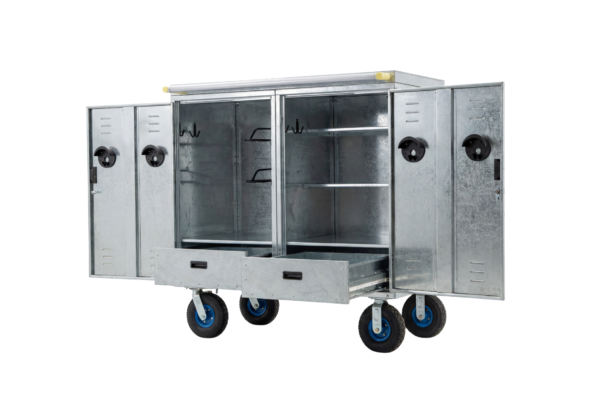 Concourskast op wielen