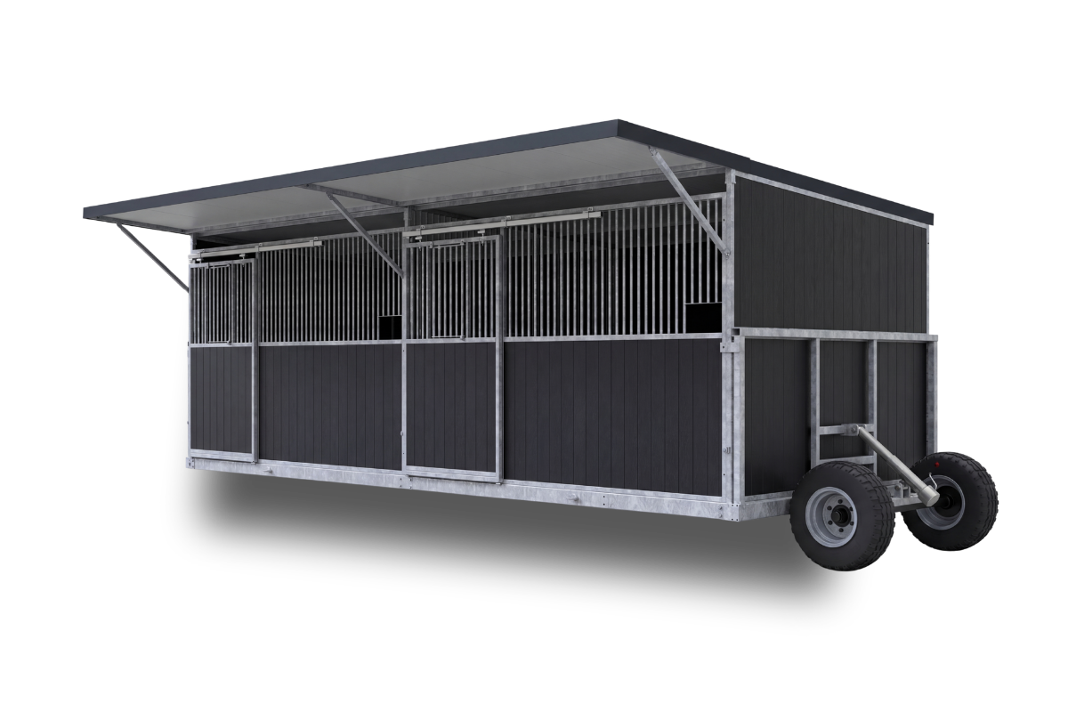 Mobiele buitenstal met wielmodule en dissel